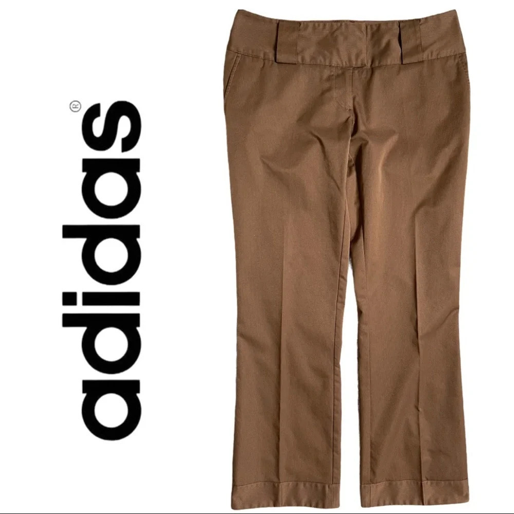 🛍️3/$40 Adidas Golf Pants Wide Waistband False Cuff Brown Size  6